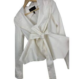 Y2K Vtg BCBGMAXAZRIA XS White Tie Waist Blouse RH10461 GUC Long Sleeve